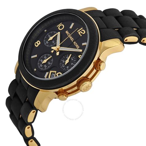 black michael kors big face watch|michael kors black chronograph watch.